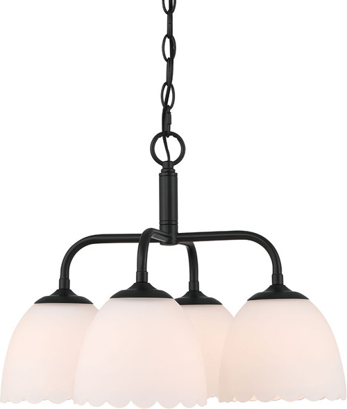 Golden Lighting 6954-4P BLK-OP Dorinda Contemporary Matte Black Mini Lighting Chandelier
