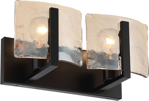 Golden Lighting 3164-BA2 BLK-AWG Aenon Contemporary Matte Black 2-Light Vanity Lighting Fixture