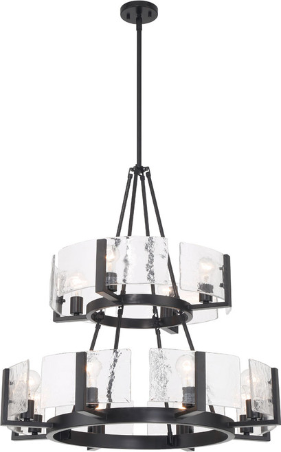 Golden Lighting 3164-4-8 BLK-HWG Aenon Contemporary Matte Black Chandelier Lighting