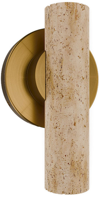Modern Forms BL234608-WV/AB Holden Contemporary Beige Travertine Aged Brass LED Wall Sconce Light 