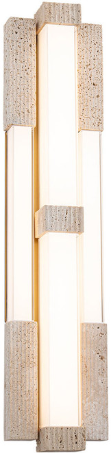 Modern Forms WS244628-WV/AB Conan Modern Beige Travertine Aged Brass LED 28" Wall Sconce Lighting 