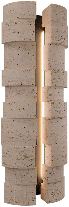 Modern Forms WSW210624-WV/BK Formation Modern Beige Travertine Black LED Outdoor Lamp Sconce 