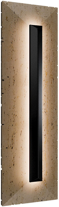 Modern Forms WSW218620-WV/BK Bell Tower Modern Beige Travertine Black LED Outdoor Lamp Sconce 