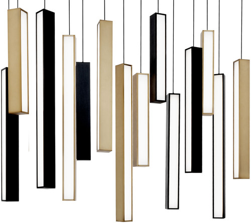 Modern Forms PD-64814L-BK/AB-BK Chaos Contemporary Black Aged Brass LED Multi Hanging Light 