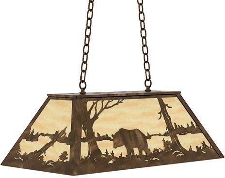 Meyda Custom 67175 Bear at Lake Antique Copper Island Light Fixture 