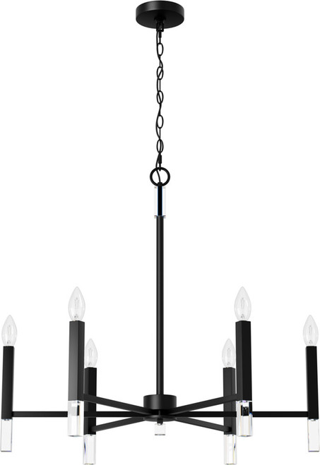 Hunter Lighting 45231 Sunjai Contemporary Matte Black Chandelier Light 