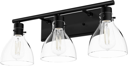 Hunter Lighting 48053 Van Nuys Contemporary Matte Black 3-Light Bathroom Sconce 