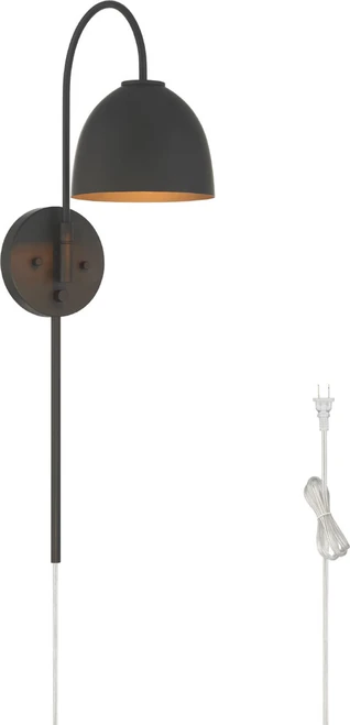 Hunter Lighting 48176 Erling Modern Matte Black LED Swing Arm Wall Lamp 