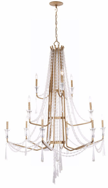 Varaluz 270C12BK Barcelona Contemporary Brass Kisser LED Chandelier Light 