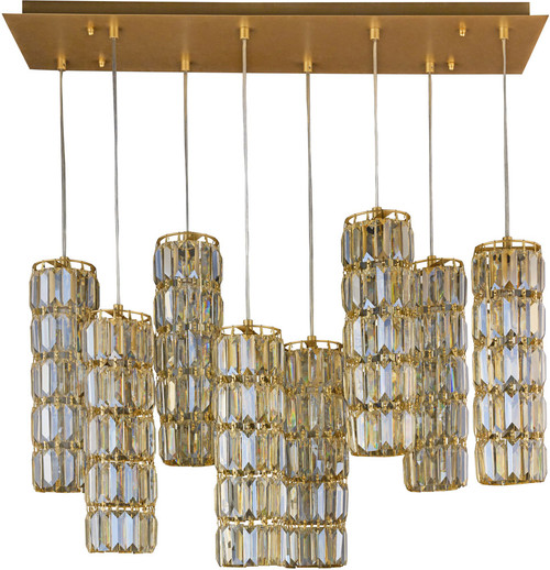 Varaluz 571N08SG Golden Hour Modern Satin Gold LED Multi Hanging Pendant Light 