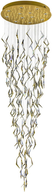 Varaluz 590S12SG Downpour Modern Satin Gold LED Multi Pendant Light Fixture 