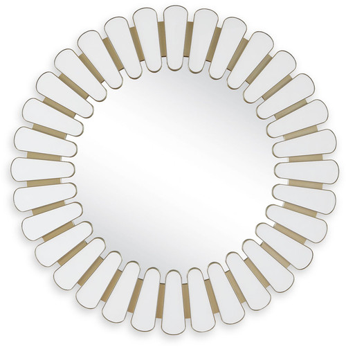 Uttermost UTT-08381 Miran Modern Antique Gold / White Glass Round Wall Mirror 