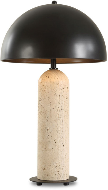 Uttermost UTT-30580 Tanaka Contemporary Travertine / Dark Bronze Indoor / Outdoor Lighting Table Lamp 