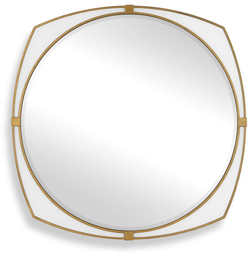 Uttermost UTT-08366 Estella Contemporary Antique Gold / White Glass Round Mirror 