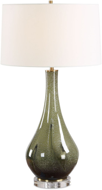 Uttermost UTT-30761 Marist Modern Green Art Glass / Antique Brass Table Top Lamp 