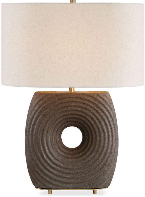 Uttermost UTT-30766-1 Geno Contemporary Coffee Brown / Antique Brass Side Table Lamp 