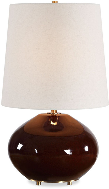 Uttermost UTT-30813-1 Allemand Contemporary Ruby Red / Antique Brass Side Table Lamp 