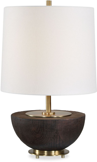 Uttermost UTT-30797-1 Kalo Modern Mahogany / Antique Brass Lighting Table Lamp 