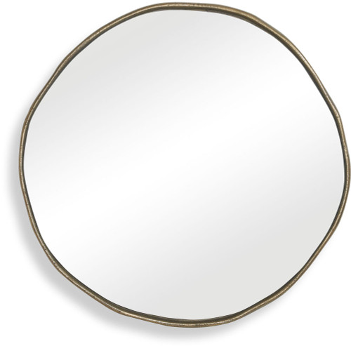 Uttermost UTT-08357 Lowen Modern Antique Brass Round Wall Mounted Mirror 
