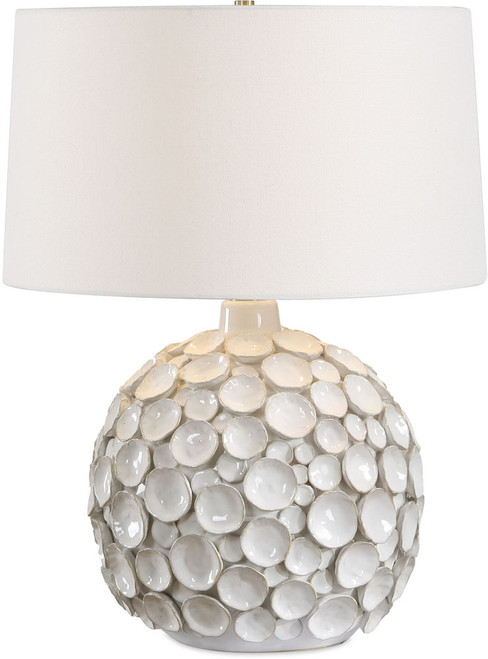 Uttermost UTT-30784-1 Hartley Modern Warm White Petals / Antique Brass Table Top Lamp 