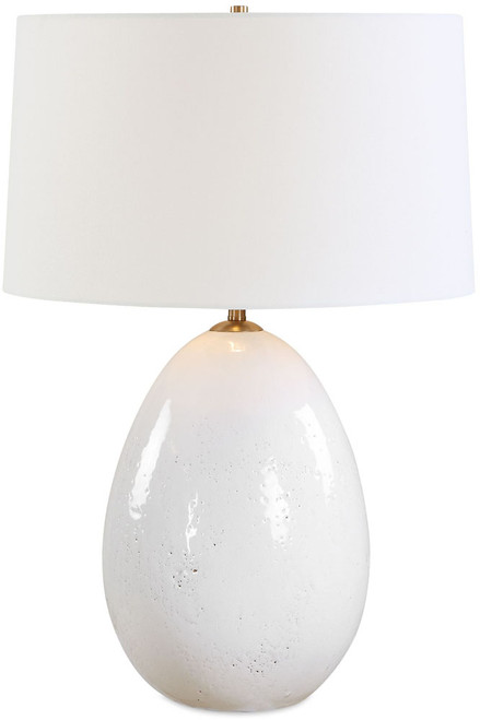 Uttermost UTT-30801-1 Avery Modern White Crackled Glaze / Antique Brass Table Lamp Lighting 