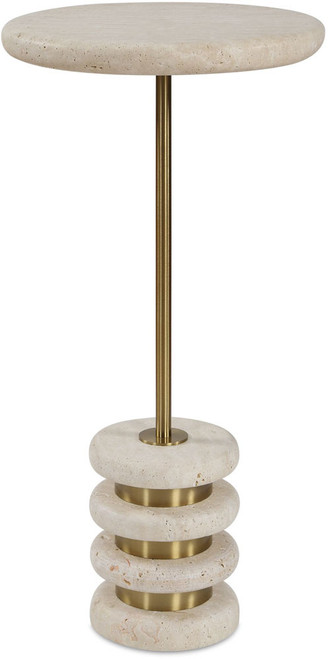 Uttermost UTT-51166 Adames Natural Travertine / Brushed Brass Drink Table 