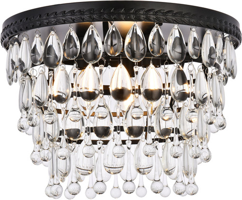 Elegant Lighting 1219F15BK/RC Nordic Modern Black and Clear Ceiling Light 
