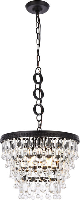 Elegant Lighting 1219D16BK/RC Nordic Contemporary Black and Clear 16" Hanging Pendant Lighting 