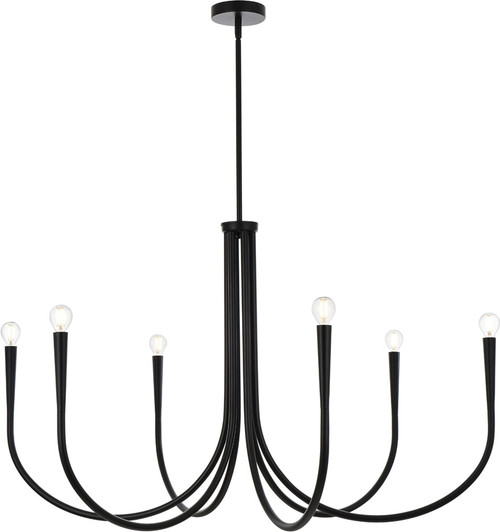 Elegant Lighting LD722D42BK Layne Modern Black 42" Chandelier Lighting 