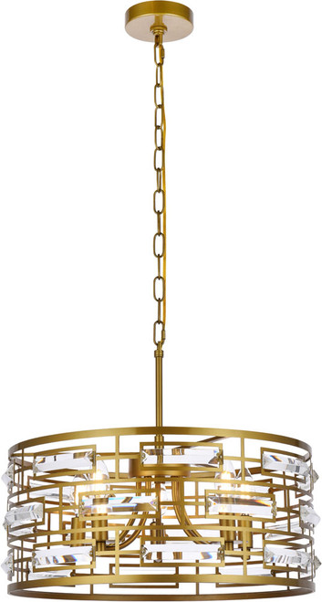 Elegant Lighting 1108D19BR Kennedy Contemporary Brass 18.5" Drum Lighting Pendant 