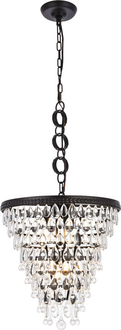 Elegant Lighting 1219D18BK/RC Nordic Contemporary Black and Clear 18" Lighting Pendant 