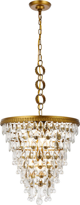 Elegant Lighting 1219D18BR/RC Nordic Modern Brass and Clear 18" Drop Lighting Fixture 