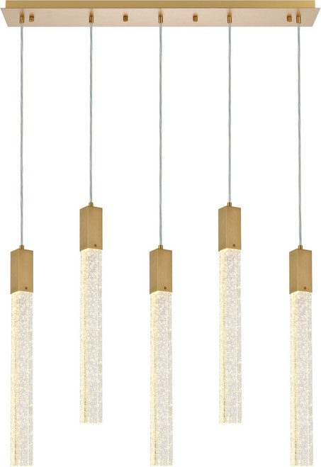 Elegant Lighting 2066S36SG Weston Contemporary Satin Gold Multi Pendant Light Fixture 