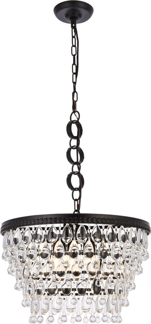 Elegant Lighting 1219D19BK/RC Nordic Contemporary Black and Clear 19" Pendant Lighting 