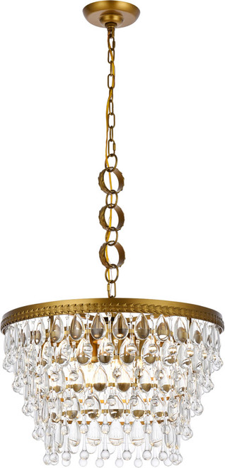 Elegant Lighting 1219D19BR/RC Nordic Contemporary Brass and Clear 19" Pendant Light 
