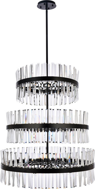 Elegant Lighting 6200G36L3BK Serephina Contemporary Black Chandelier Light 