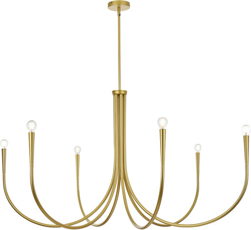 Elegant Lighting LD722D55BR Layne Contemporary Brass 55" Hanging Chandelier 