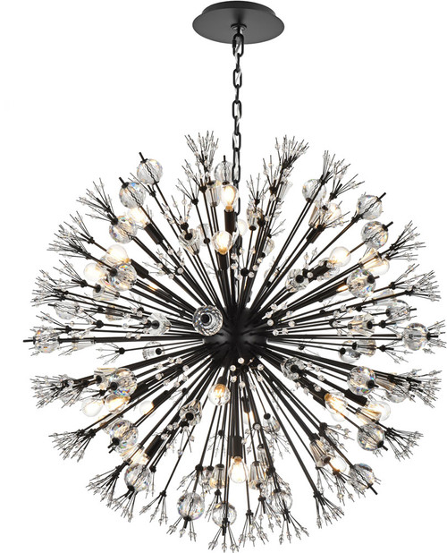 Elegant Lighting 2550D38BK Vera Contemporary Black 38" Pendant Light Fixture 