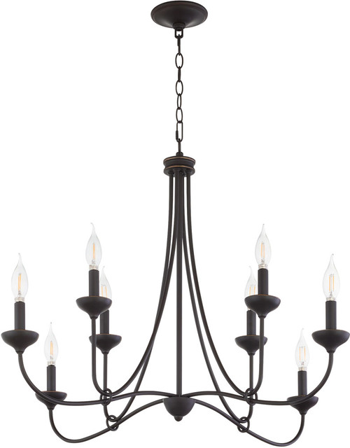Quorum International 655-8-36 Livingston Modern Bronze Ceiling Chandelier 