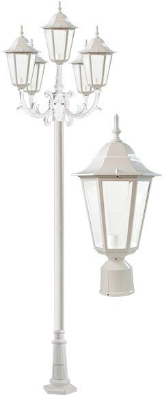 Dabmar GM1325S-W-FR White Exterior Lamp Post Light Top 