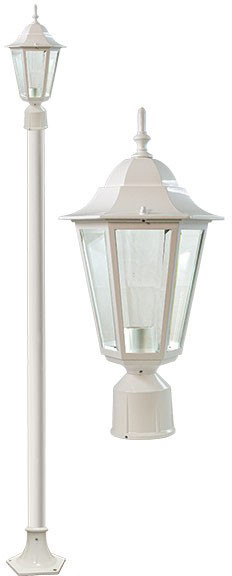 Dabmar GM1321S-L18-W White LED 18 Watt Exterior Lamp Post Light Fixture 