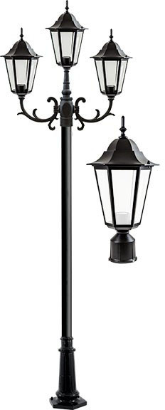 Dabmar GM1323S-B-FR Black Exterior Lighting Post Light Top 
