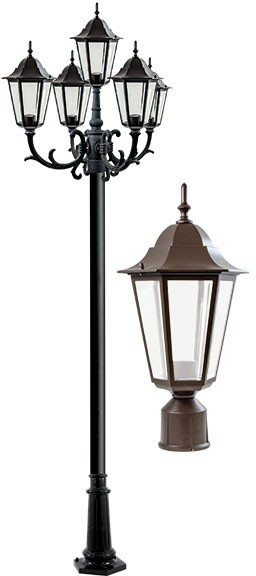 Dabmar GM1325S-L30-BZ Bronze LED 30 Watt Outdoor Post Light Fixture 