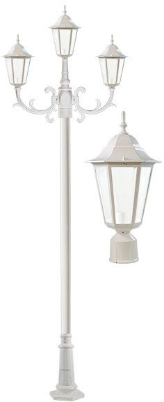 Dabmar GM1323S-L54-W White LED 18 Watt Exterior Post Light Fixture 