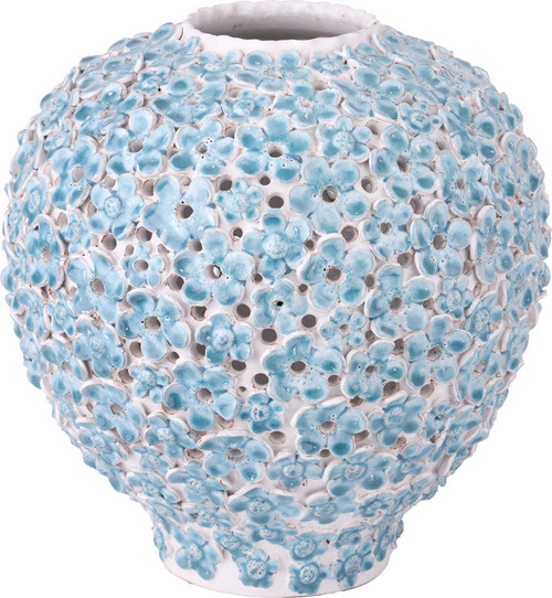 Currey & Company 1200-1112 Daisy Blue Light Blue / White Small Vase 