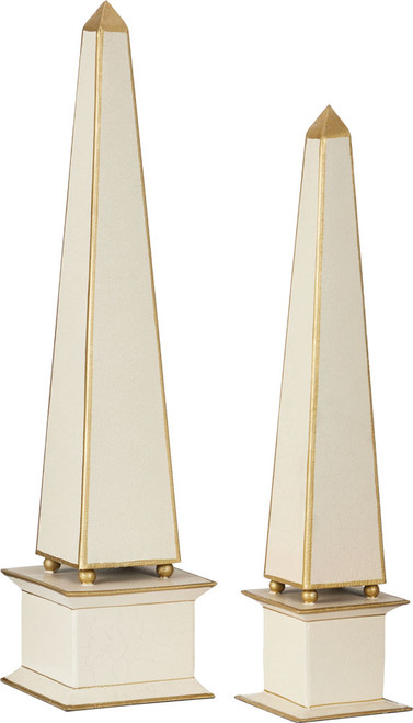 Currey & Company 1200-1128 Daphne Ivory / Gold Ivory Obelisk (set of 2) 
