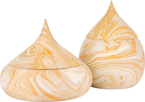 Currey & Company 1200-1114 Anasi Marbleized Yellow Yellow Box (set of 2) 
