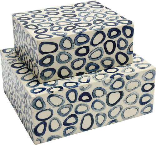 Currey & Company 1200-1134 Ovoid White / Blue Blue Box (set of 2) 