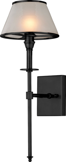 Currey & Company 5500-0065 Ronaldo Modern Matte Black / Frosted Outdoor Wall Sconce 