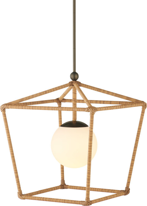 Currey & Company 9500-0028 Denison Modern Natural / Bronze / Frosted White Outdoor Drop Ceiling Lighting 
